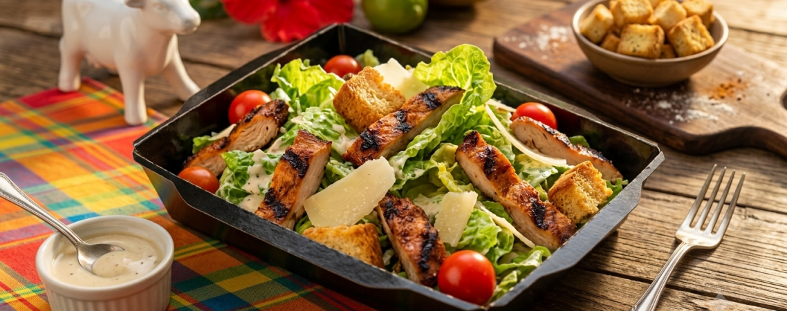 Salade César Créole au Poulet Boucané | Recette Facile et Gourmande